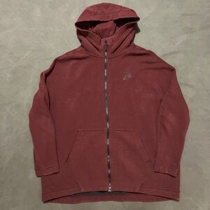 Nike Tech Fleece Cape Burgundy Full Zip Hoodie‎ Women's XL 811710 681